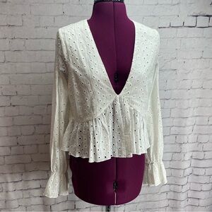 Altar’d State size small white long sleeve eyelet lace dress